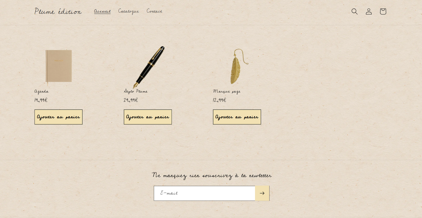 Skin thème Shopify – Plume Édition