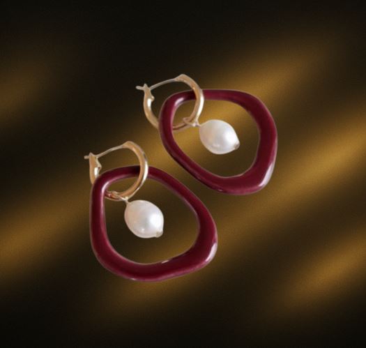 Boucles d'oreilles Arp Perle et Porcelaine - Bourgogne