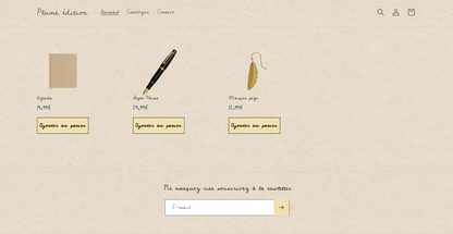 Skin thème Shopify – Plume Édition