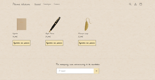 Skin thème Shopify – Plume Édition