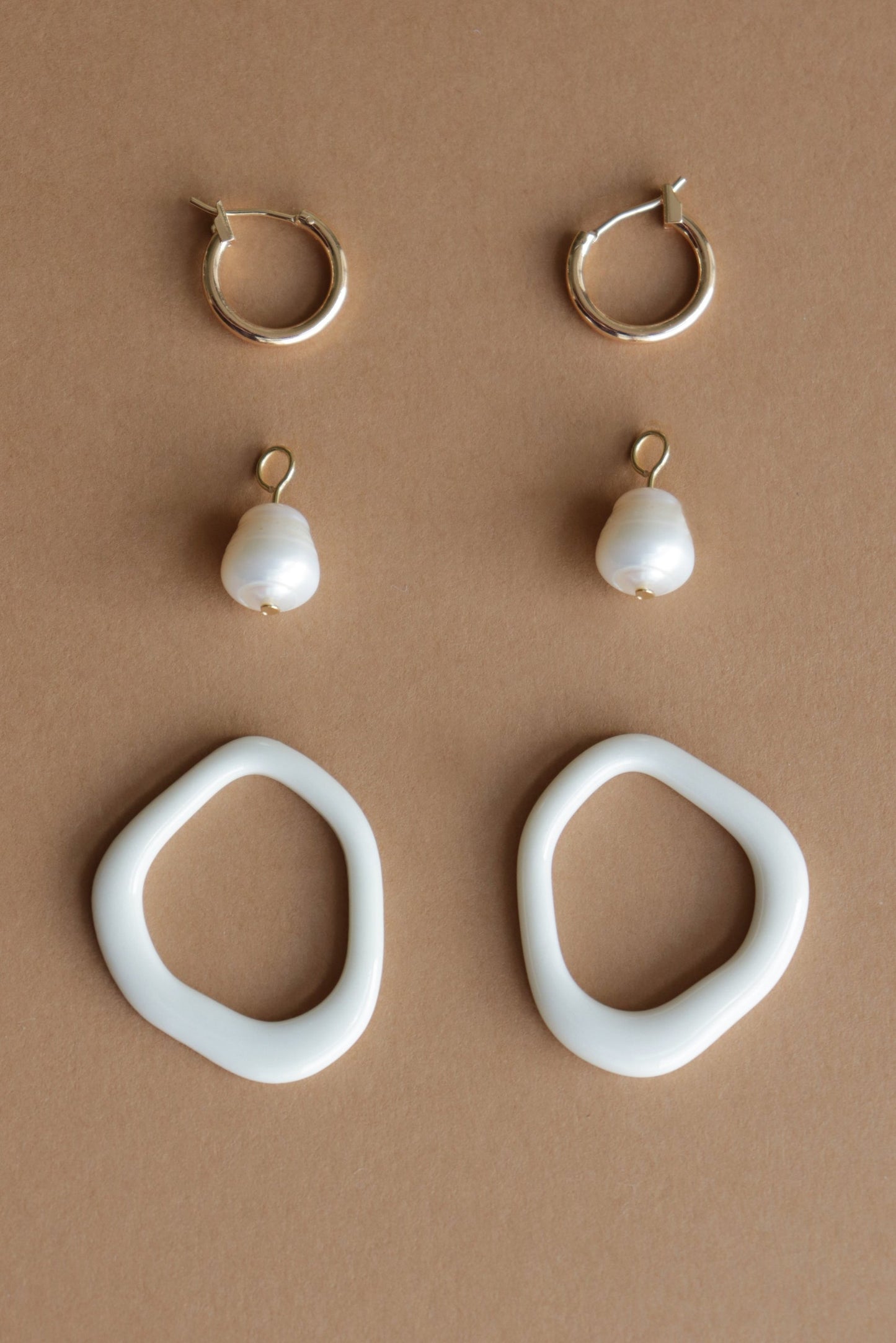 Arp Pearl and Porcelain Hoops- Burgundy