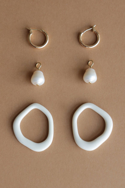 Arp Pearl and Porcelain Hoops - White